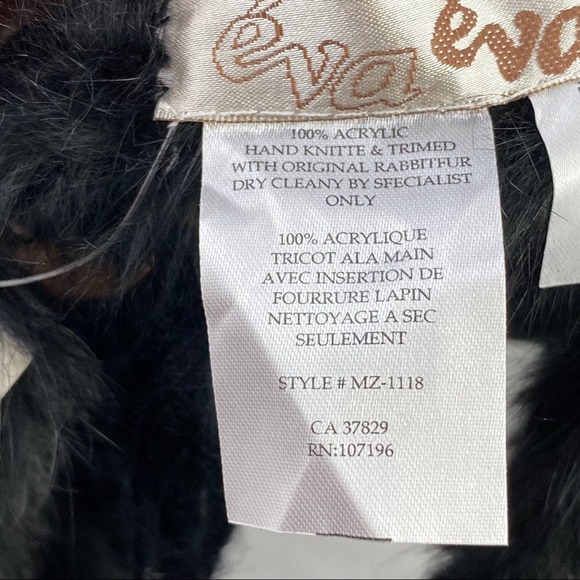 éva éva | NWT Black Knitted Rabbit Fur Poncho - Picture 8 of 12